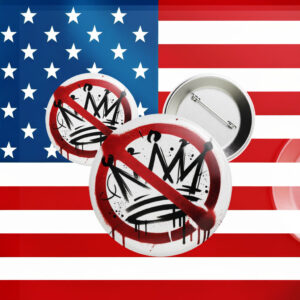 Anti-Authoritarian Pin with Graffiti Crown Symbol, No Kings Protest Button