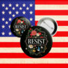 Anti-Fascism Protest Pin, FDT Political Activism Accessory, Floral RESIST Button