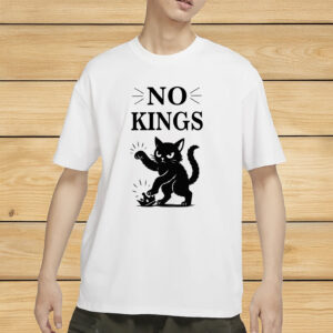 Anti-MAGA Protest Tee with Angry Cat & Crown Smash Graphic, No Kings Shirt