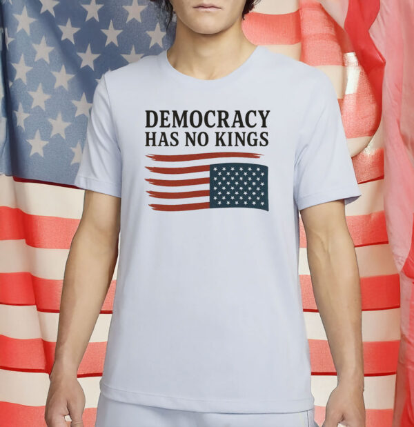 Anti-Trump Protest Tee with Upside-Down American Flag, Democracy Has No Kings Shirt