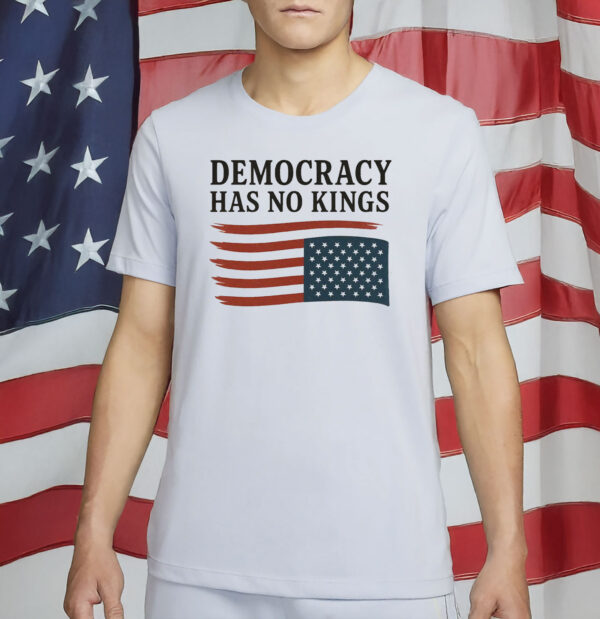 Anti-Trump Protest Tee with Upside-Down American Flag, Democracy Has No Kings Shirt