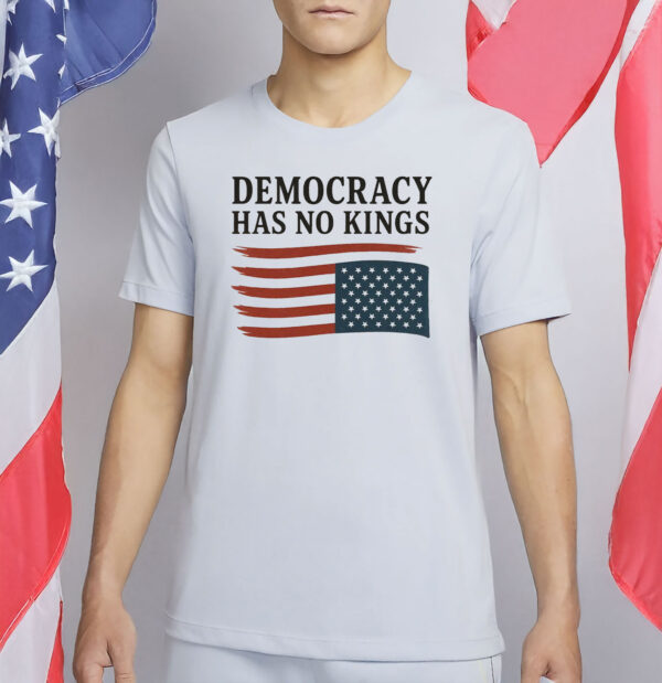 Anti-Trump Protest Tee with Upside-Down American Flag, Democracy Has No Kings Shirt
