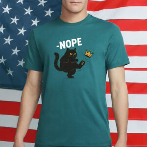Black Cat Kicking Crown No Kings Shirt