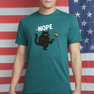 Black Cat Kicking Crown No Kings Shirt