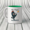 Black Cat Kicking Orange, No Kings in America Mug
