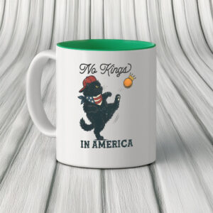 Black Cat Kicking Orange, No Kings in America Mug