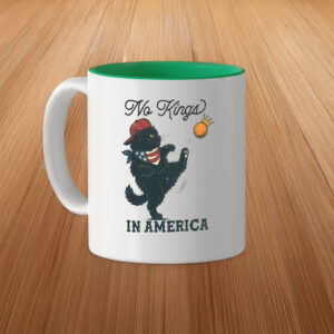 Black Cat Kicking Orange, No Kings in America Mug