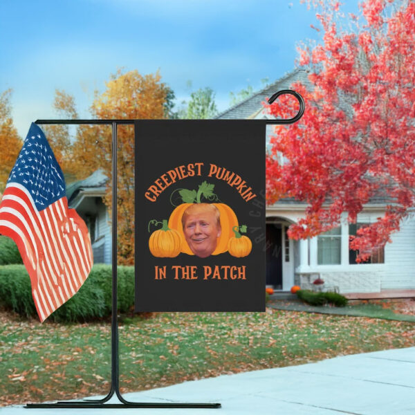 Creepiest Pumpkin In The Patch Flag – Funny Anti-Trump Fall Garden Flag