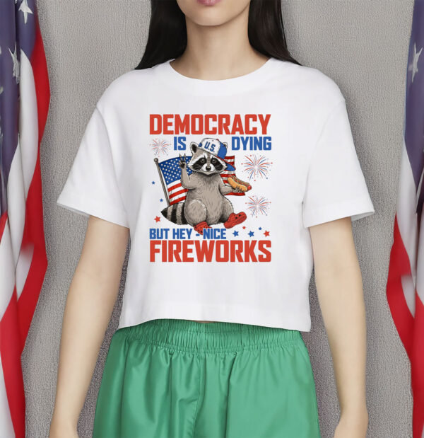 Democracy Is Dying But Hey Nice Fireworks T-Shirt, Fourth Of July Protest Shirt