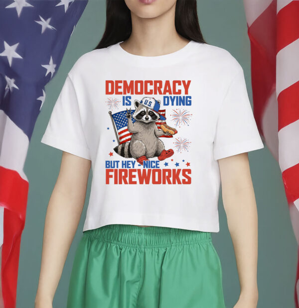 Democracy Is Dying But Hey Nice Fireworks T-Shirt, Fourth Of July Protest Shirt