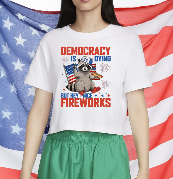Democracy Is Dying But Hey Nice Fireworks T-Shirt, Fourth Of July Protest Shirt