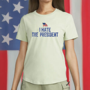 Distressed Political Protest Tee with American Flag, I Hate The President Shirt