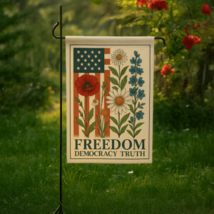Freedom Democracy Truth Patriotic Floral Flag