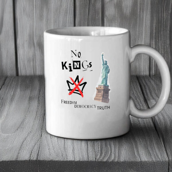 Freedom, Democracy, Truth – Liberty Collage Art Design-No Kings Mug