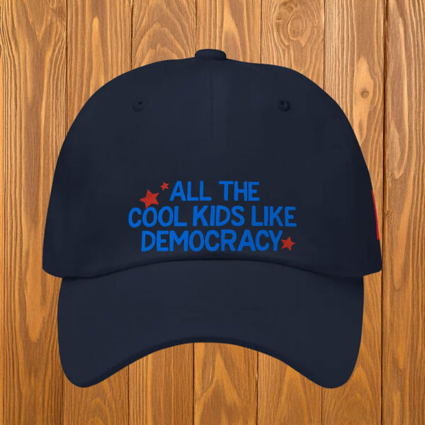 Fun Patriotic Embroidered Cap, All The Cool Kids Like Democracy Hat