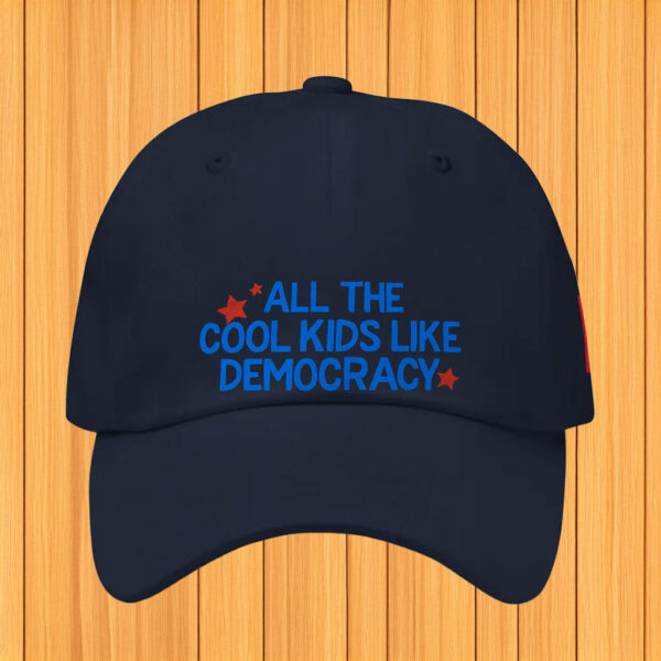 Fun Patriotic Embroidered Cap, All The Cool Kids Like Democracy Hat