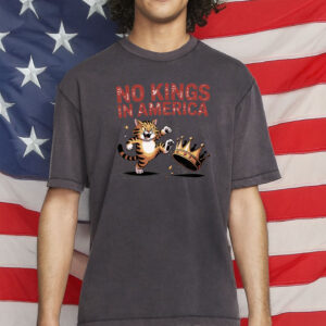 Funny Patriotic Political Satire T-Shirt, No Kings in America Tabby Cat Shirt