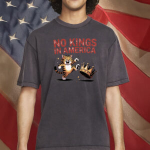 Funny Patriotic Political Satire T-Shirt, No Kings in America Tabby Cat Shirt