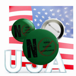 Green Protest Pin for LGBTQ+ & Anti-Authoritarian Activism, No Kings No Closets No Compliance Button