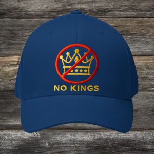 No Kings Embroidered Hat – Gold Crown Protest Cap, Anti-Authoritarian Statement Hat