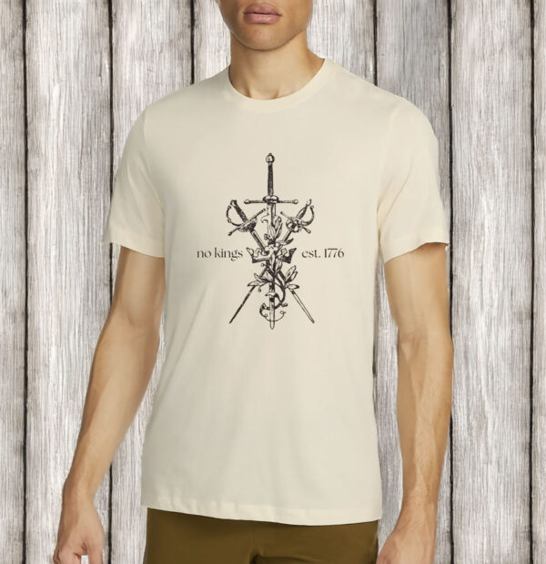 No Kings Est. 1776 Shirt – Anti-Oligarchy Anti-Fascism Sword Design Tee, Minimalist Protest Shirt