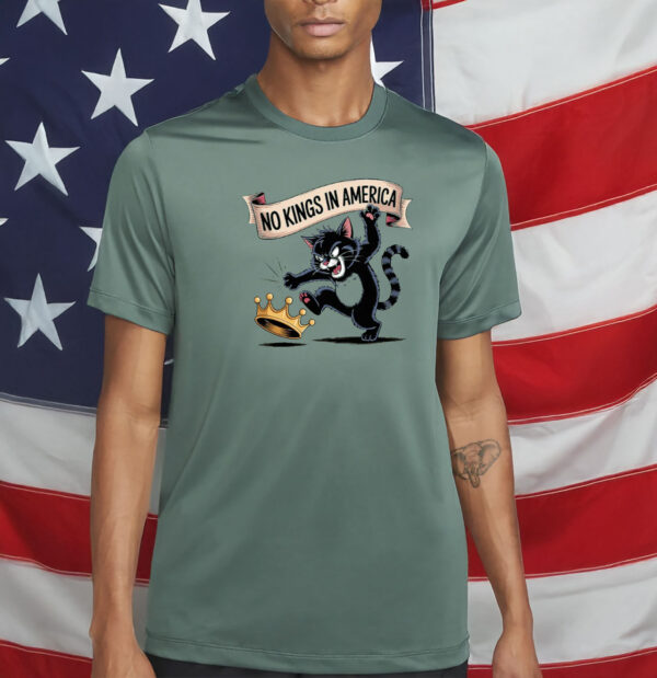 No Kings in America Angry Cat Shirts – Funny Patriotic Protest Tee