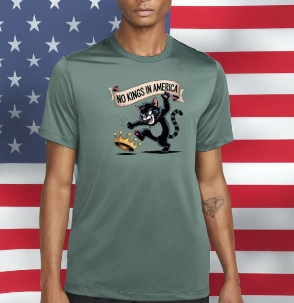 No Kings in America Angry Cat Shirts – Funny Patriotic Protest Tee