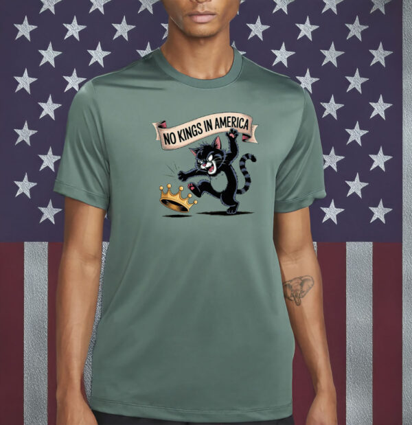 No Kings in America Angry Cat Shirts – Funny Patriotic Protest Tee