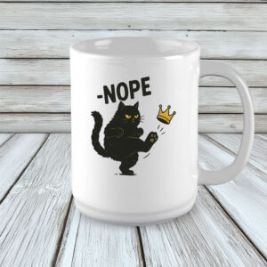 No Kings in America Black Cat Mug