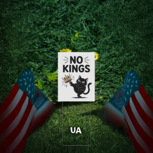 No Kings in America Black Cat Protest Sign, Anti-Trump Protest Yard Sign