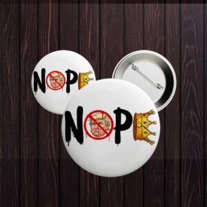 No Kings in America Pin – Anti Trump NOPE Crown Button