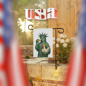 No Kings in America Protest, Taco Chicken Trump Garden Flag