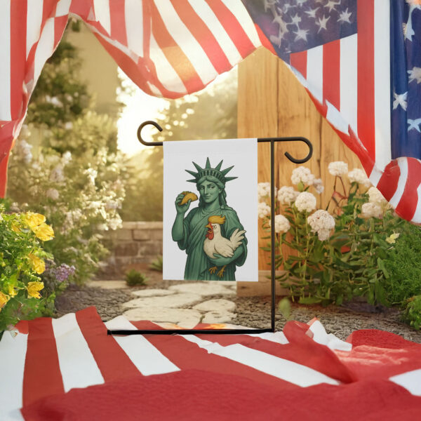 No Kings in America Protest, Taco Chicken Trump Garden Flag