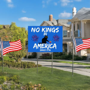No Kings in America Yard Sign,Protest Black Cat Yard Sign