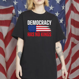 Patriotic USA Flag Tee, Democracy Has No Kings Shirt