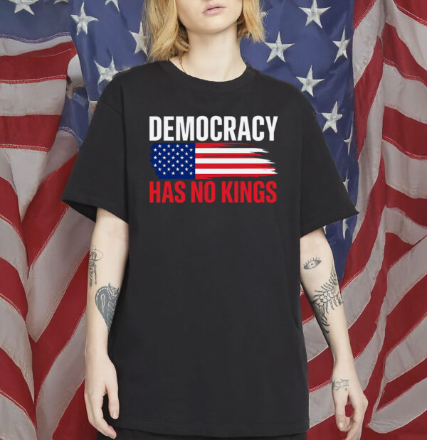 Patriotic USA Flag Tee, Democracy Has No Kings Shirt