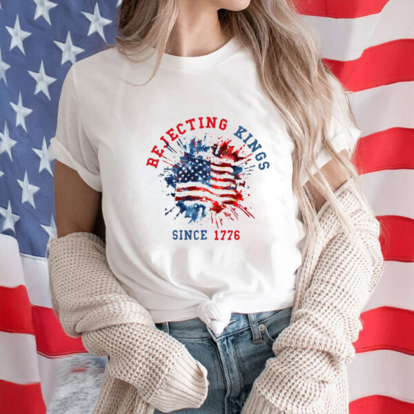 Rejecting Kings Since 1776 Tee, Vintage Distressed USA Flag Shirt