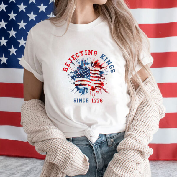 Rejecting Kings Since 1776 Tee, Vintage Distressed USA Flag Shirt