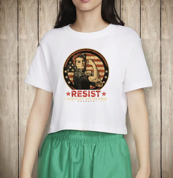 Resist No Kings Shirt, Vintage Rosie Style Anti-Fascism Shirt