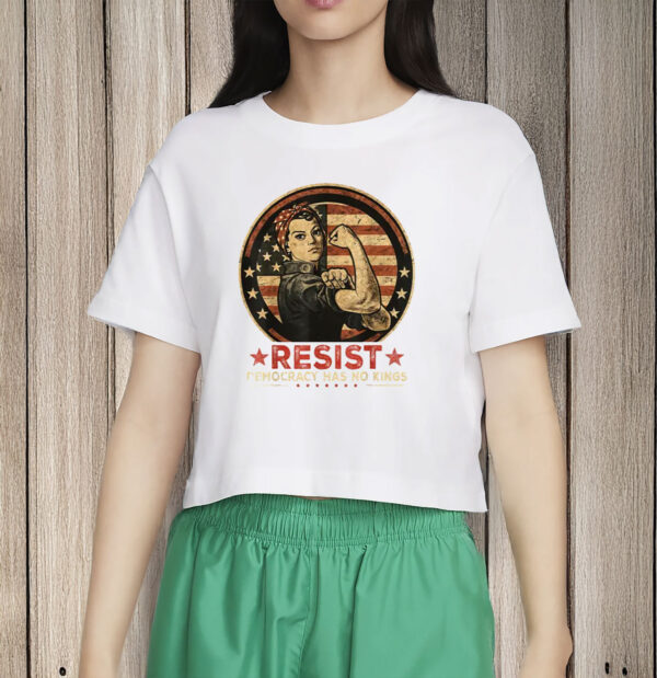 Resist No Kings Shirt, Vintage Rosie Style Anti-Fascism Shirt