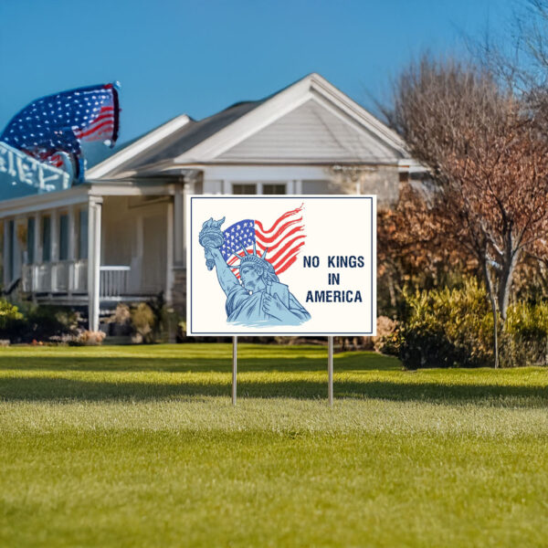 anti trump political protest decor, no kings in america yard sign
