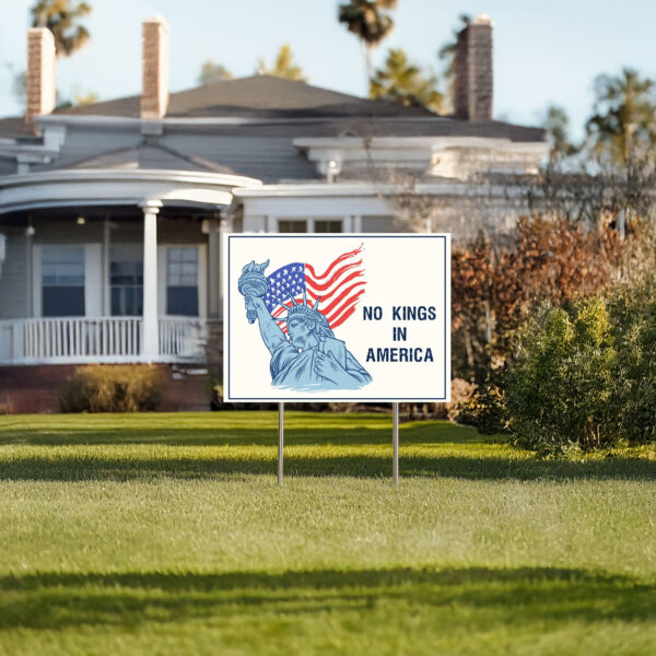 anti trump political protest decor, no kings in america yard sign