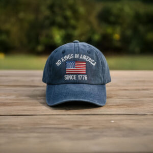embroidered patriotic dad cap, no kings in america hat