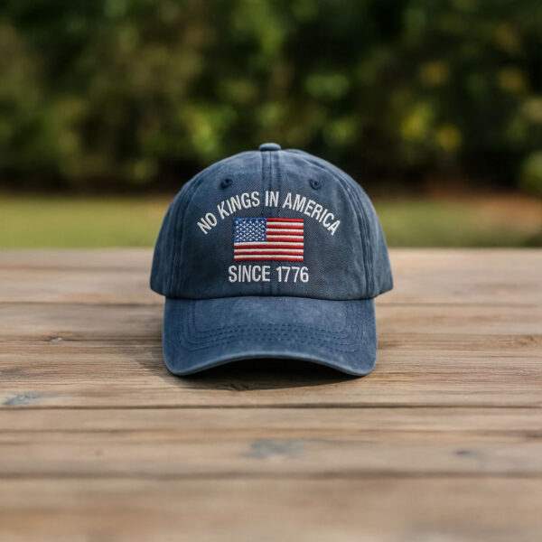 embroidered patriotic dad cap, no kings in america hat