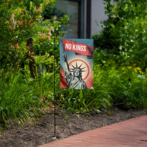 no kings liberty garden flag, political anti-authoritarian lawn flag